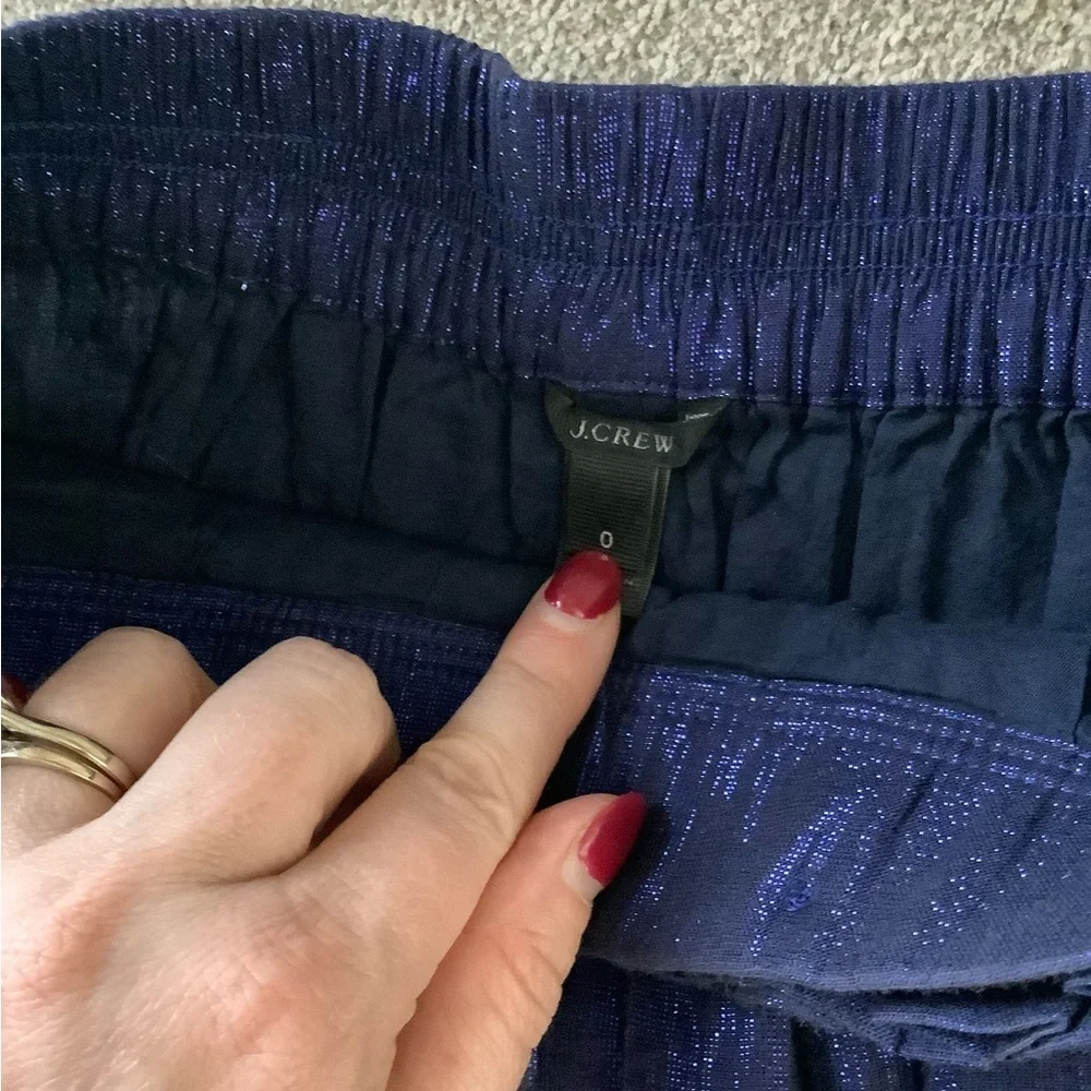 J. Crew Blue Metallic Midi Skirt with Pockets Size 0